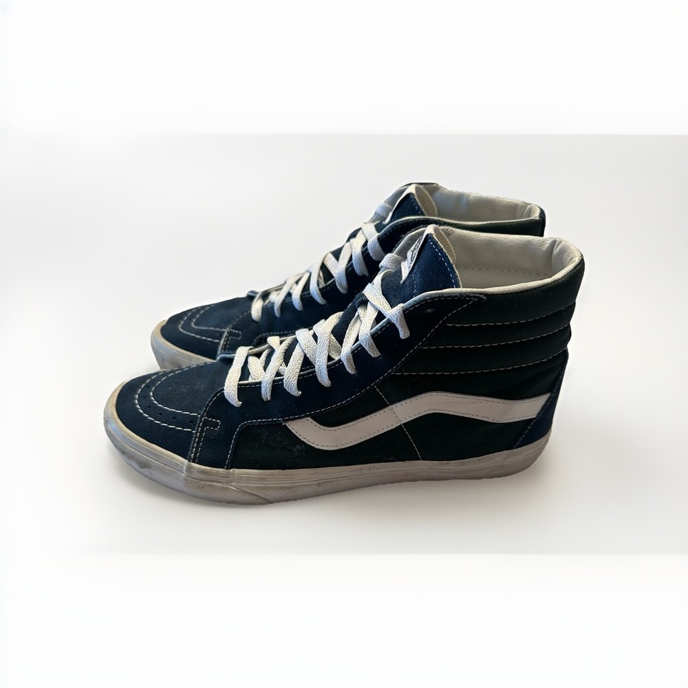 VANS Old Skool Sk8 Hi Top Suede Canvas Shoe Sneaker Unisex M10.5 W12 Blue/Green